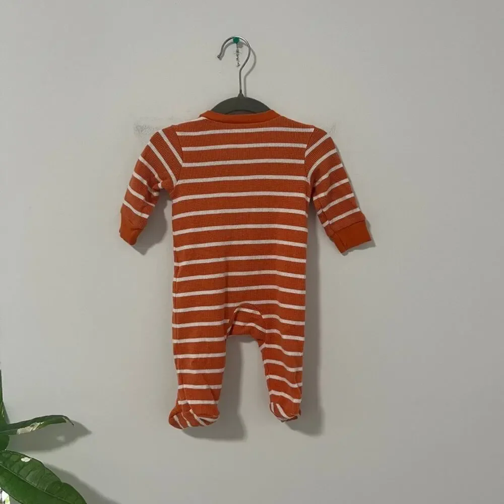 Carter's Pumpkin Halloween Waffle Knit Pajama Onesie Size 3 Months